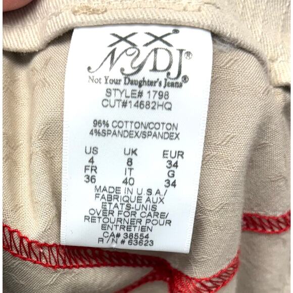 NYDJ Jeans, Tan Pants, Hollywood Waist, Zip Pockets, Women's Size 4 - Picture 5 of 7